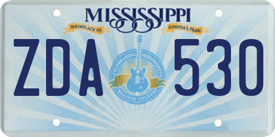 MS license plate ZDA530