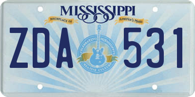 MS license plate ZDA531