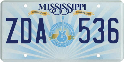 MS license plate ZDA536