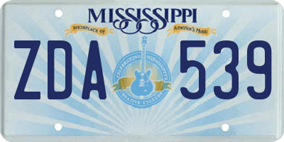 MS license plate ZDA539