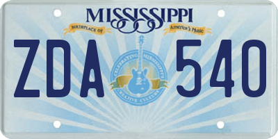 MS license plate ZDA540
