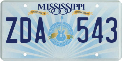 MS license plate ZDA543