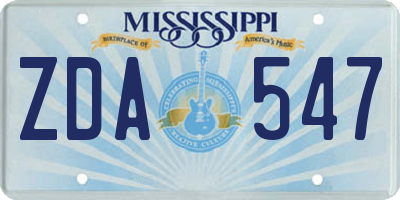 MS license plate ZDA547
