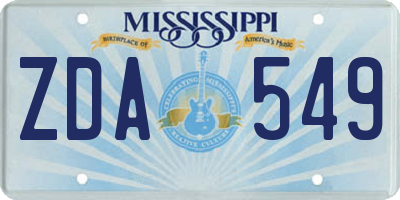MS license plate ZDA549