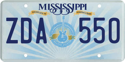 MS license plate ZDA550
