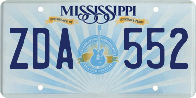 MS license plate ZDA552