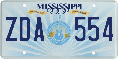 MS license plate ZDA554