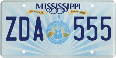 MS license plate ZDA555