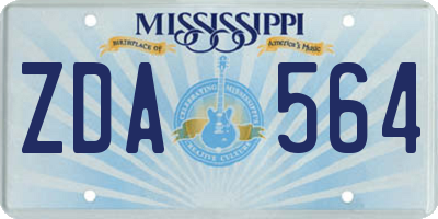 MS license plate ZDA564