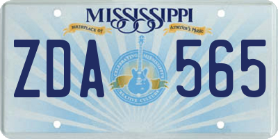 MS license plate ZDA565