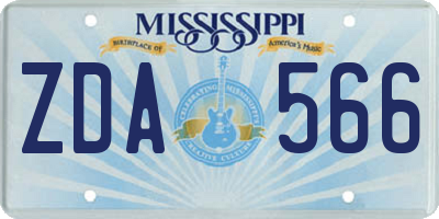 MS license plate ZDA566