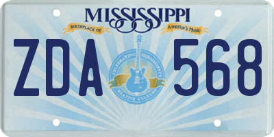 MS license plate ZDA568