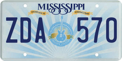 MS license plate ZDA570
