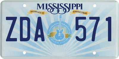 MS license plate ZDA571