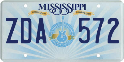 MS license plate ZDA572