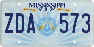 MS license plate ZDA573