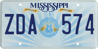 MS license plate ZDA574