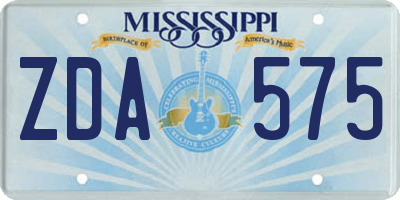 MS license plate ZDA575