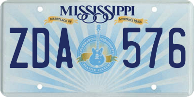 MS license plate ZDA576
