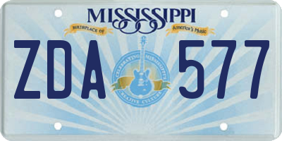 MS license plate ZDA577