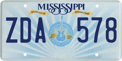 MS license plate ZDA578