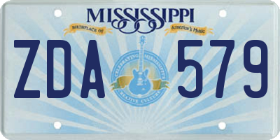 MS license plate ZDA579