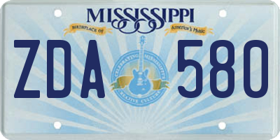 MS license plate ZDA580