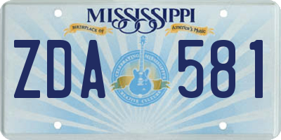 MS license plate ZDA581