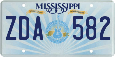 MS license plate ZDA582