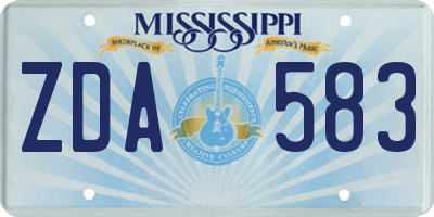 MS license plate ZDA583