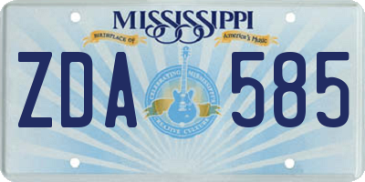 MS license plate ZDA585