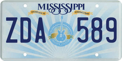 MS license plate ZDA589