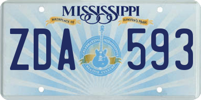 MS license plate ZDA593