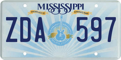 MS license plate ZDA597