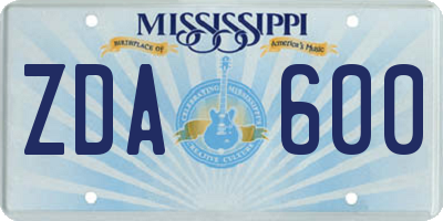 MS license plate ZDA600