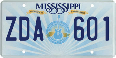 MS license plate ZDA601