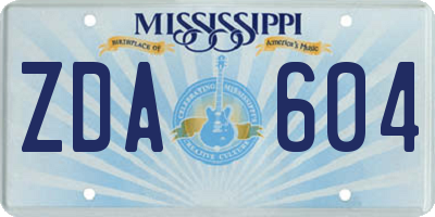 MS license plate ZDA604
