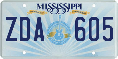 MS license plate ZDA605