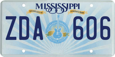 MS license plate ZDA606