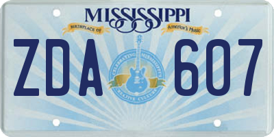 MS license plate ZDA607