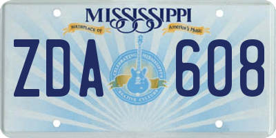 MS license plate ZDA608