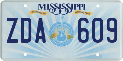 MS license plate ZDA609