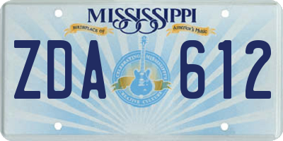 MS license plate ZDA612