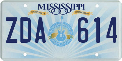 MS license plate ZDA614