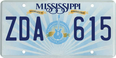 MS license plate ZDA615