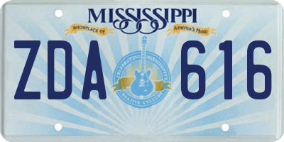 MS license plate ZDA616