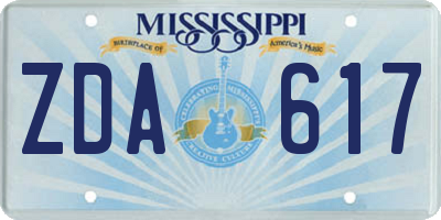 MS license plate ZDA617