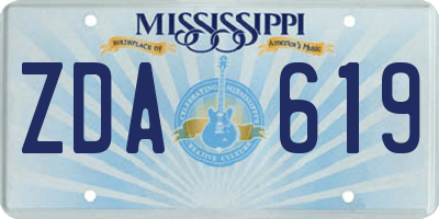 MS license plate ZDA619
