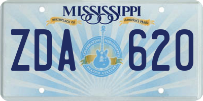 MS license plate ZDA620
