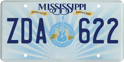 MS license plate ZDA622